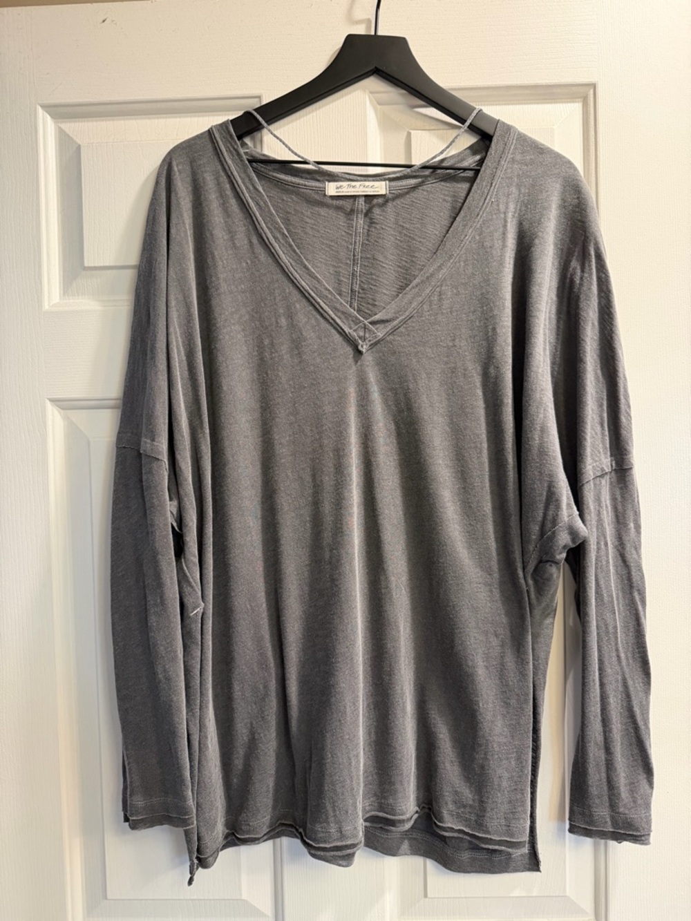 We The Free Charcoal Gray V-neck long sleeve Top